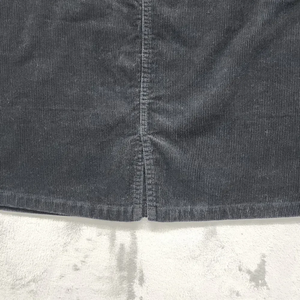 Vintage Eddie Bauer Skirt Size 8 Black Corduroy Pencil Front Slit Pockets Preppy